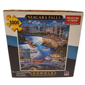 1000 Piece Puzzle Dowdle Niagara Falls Painting The Town with Poster Map Box